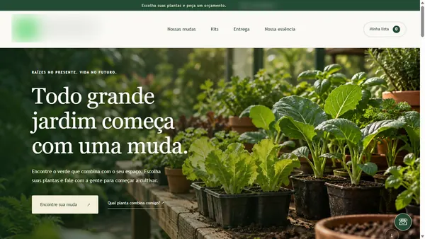 Projeto de plantas e mudas com nomes e logos desfocados